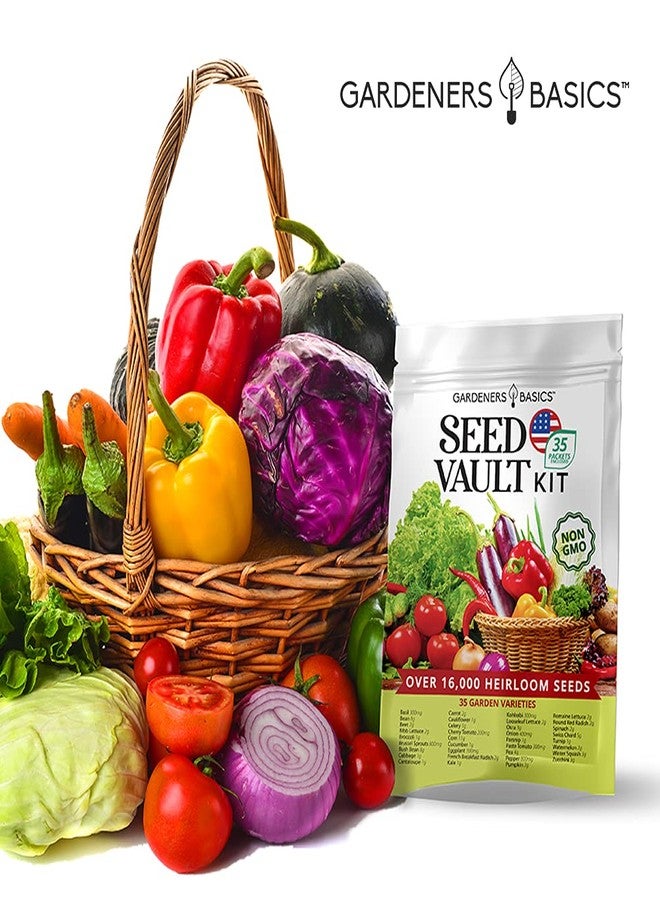 Gardeners Basics مجموعة بذور الخضروات الأساسية للبستانيين للبقاء على قيد الحياة - أكثر من 16,000 بذور غير معدلة وراثيًا ووراثية، رائعة لمعدات البقاء في حالات الطوارئ 35 نوعًا من البذور لزراعة الخضروات 35 علامة نبات مجانية - Image 5